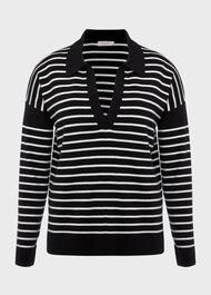 Karissa Cotton Striped Jumper, Black Ivory, hi-res
