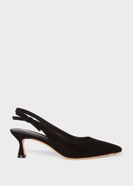 Julia Suede Slingback Shoes, Black, hi-res