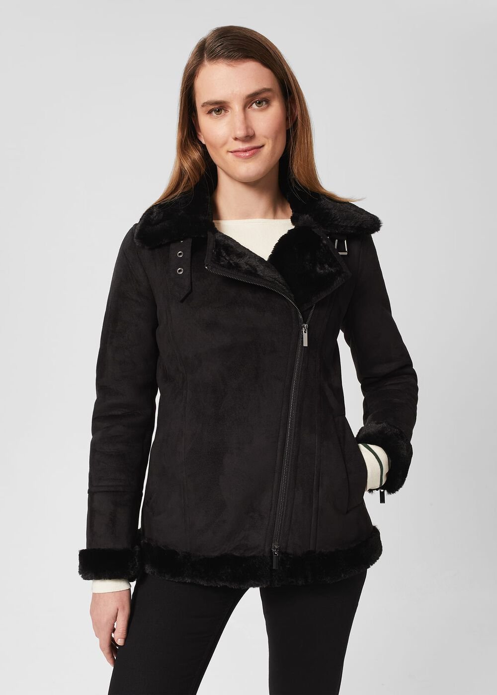 Alana Fur Jacket, Black, hi-res