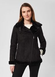 Alana Fur Jacket, Black, hi-res
