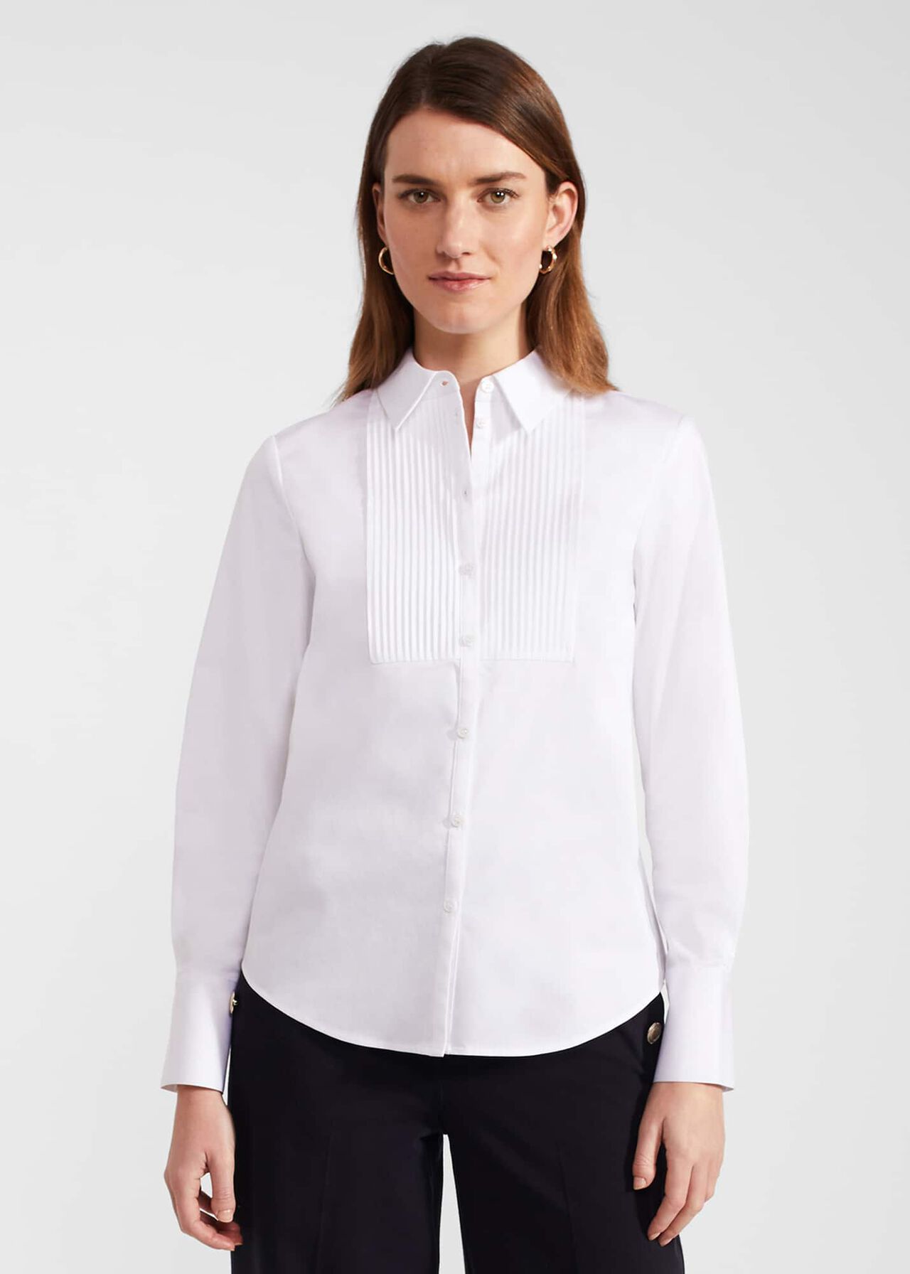 Valerie Cotton Blend Shirt, White, hi-res