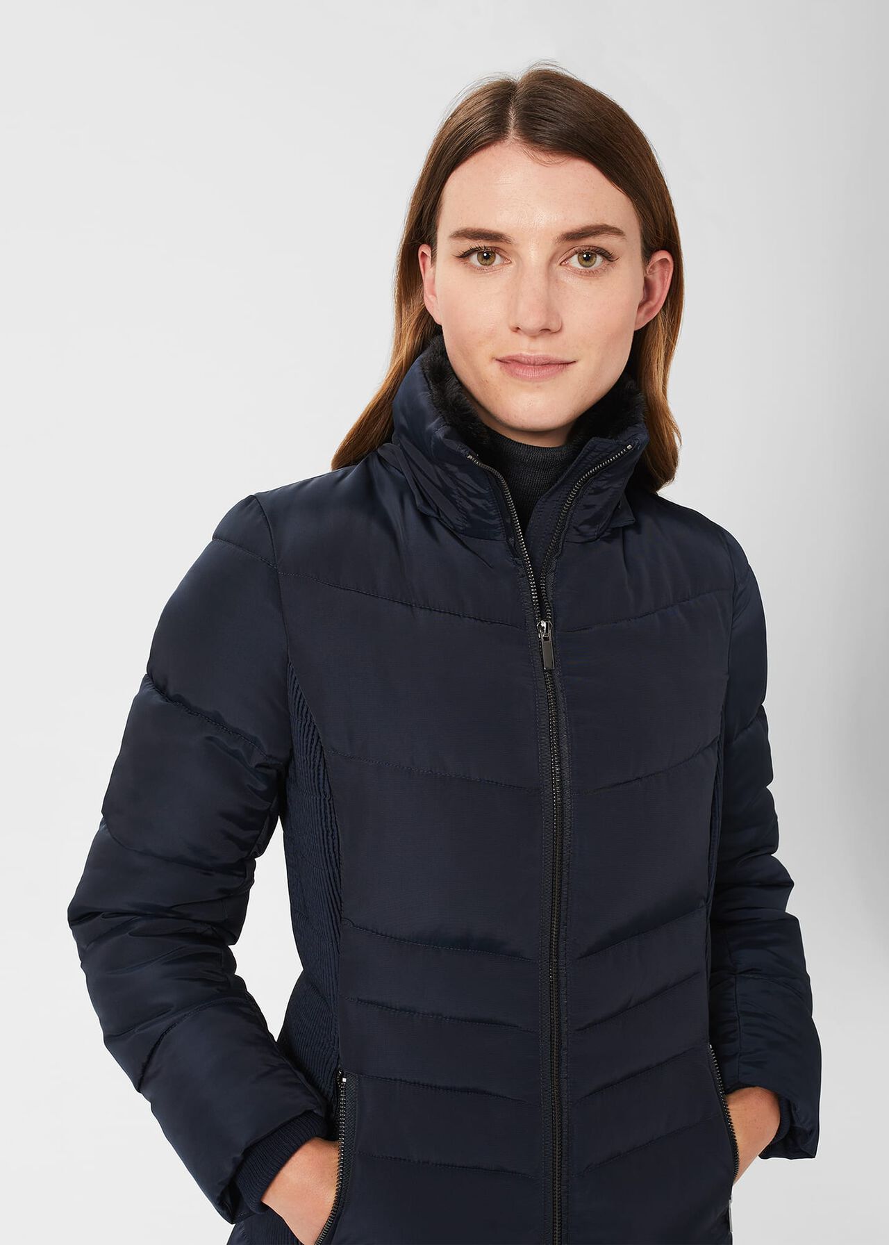 Tali Puffer With Hood, Navy, hi-res