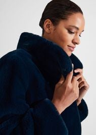 Maddox Faux Fur Coat, Steel Blue, hi-res