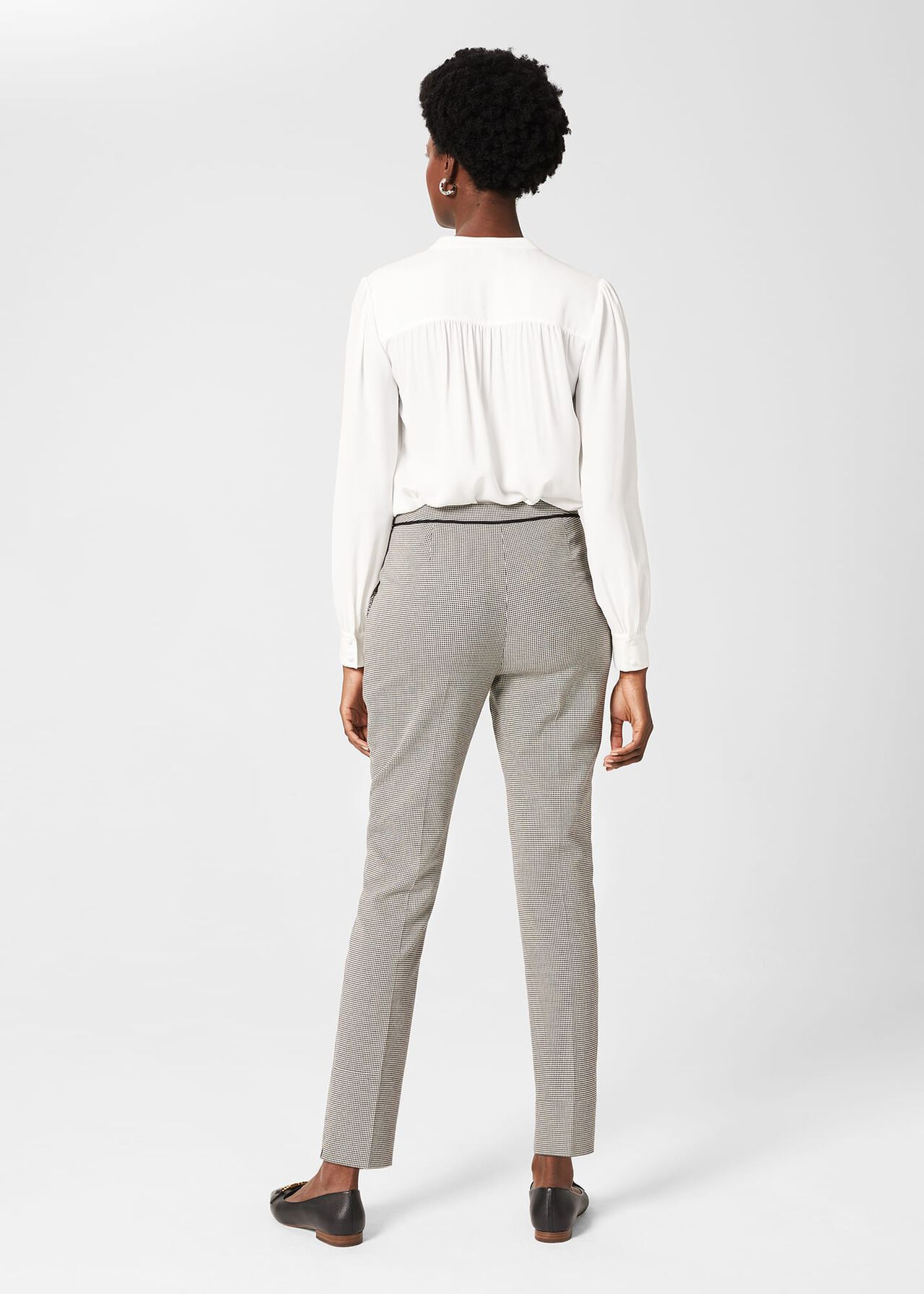 Sienna Houndstooth Slim trousers With Stretch, Ivory Black, hi-res