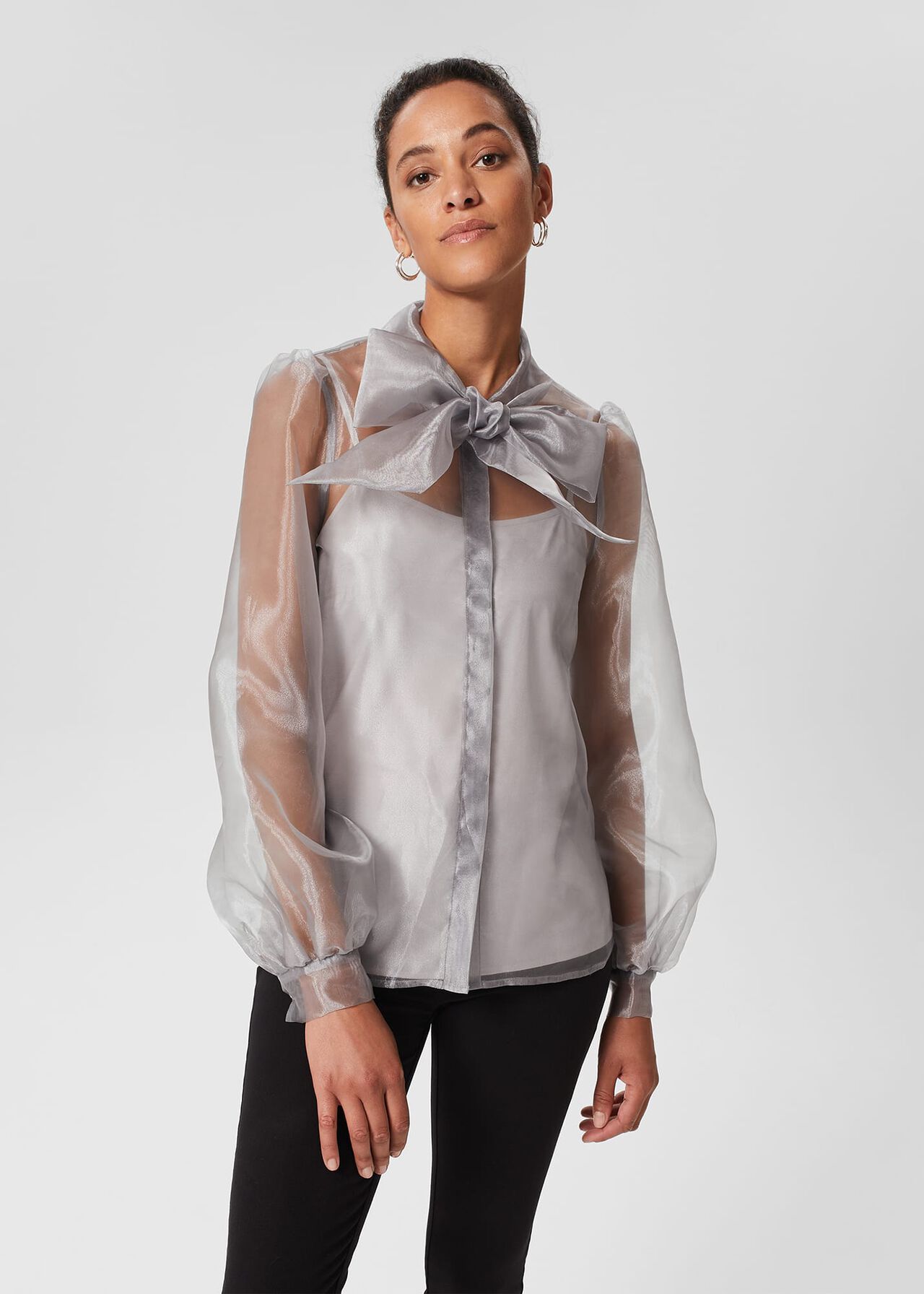 Jodie Organza Shirt, Silver, hi-res