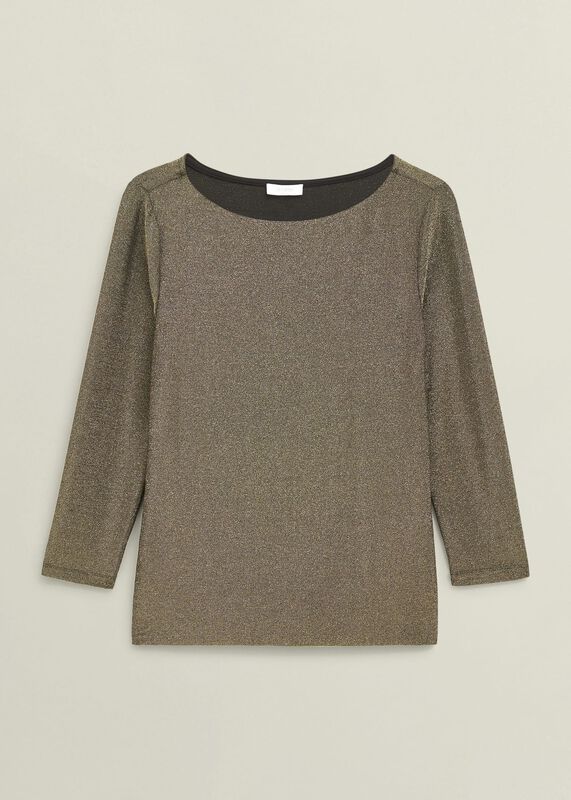 Metallic Sonya Gathered Neck Top