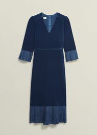Mary Velvet Dress, Riverside Blue, hi-res