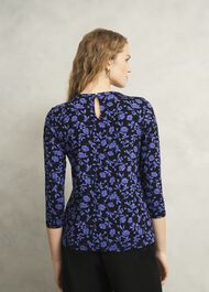 Julia Printed Top, Navy Blue, hi-res