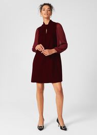 Faye Velvet A Line Dress, Deep Red, hi-res