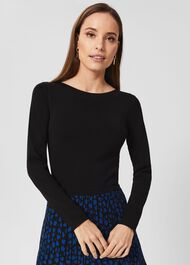 Elena Knitted Dress, Black Blue, hi-res