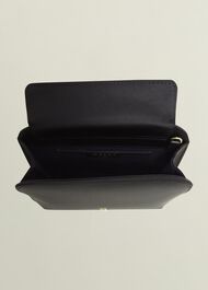 Milan Satin Clutch Bag, Black, hi-res