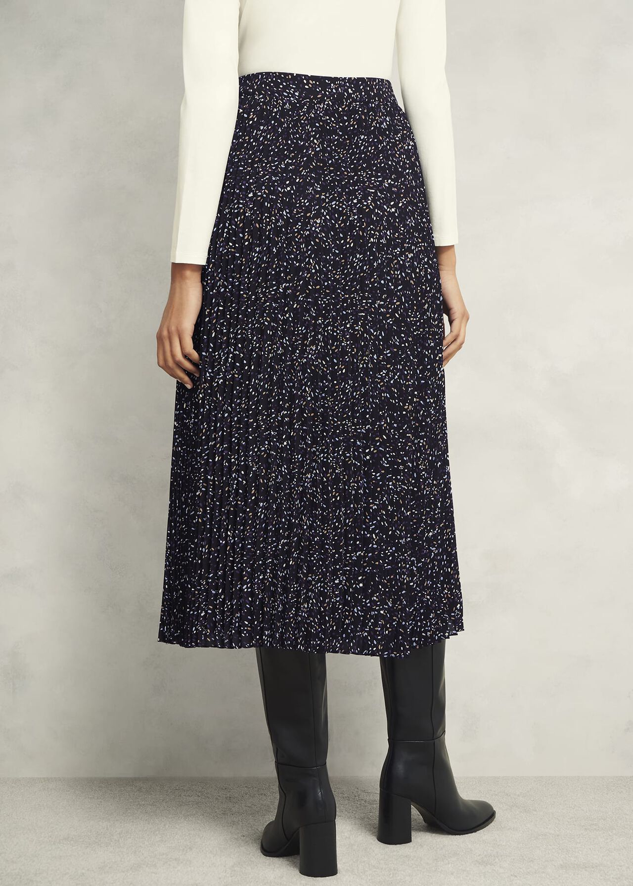 Teia Pleated Skirt, Black Multi, hi-res