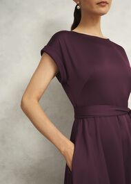 Agnes Satin Tie Dress, Onyx Red, hi-res