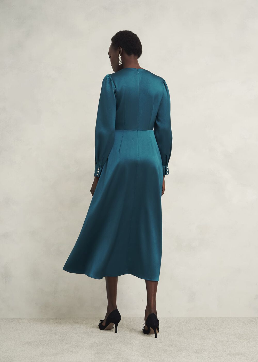 Anais Satin Midi Dress, Kyanite Blue, hi-res