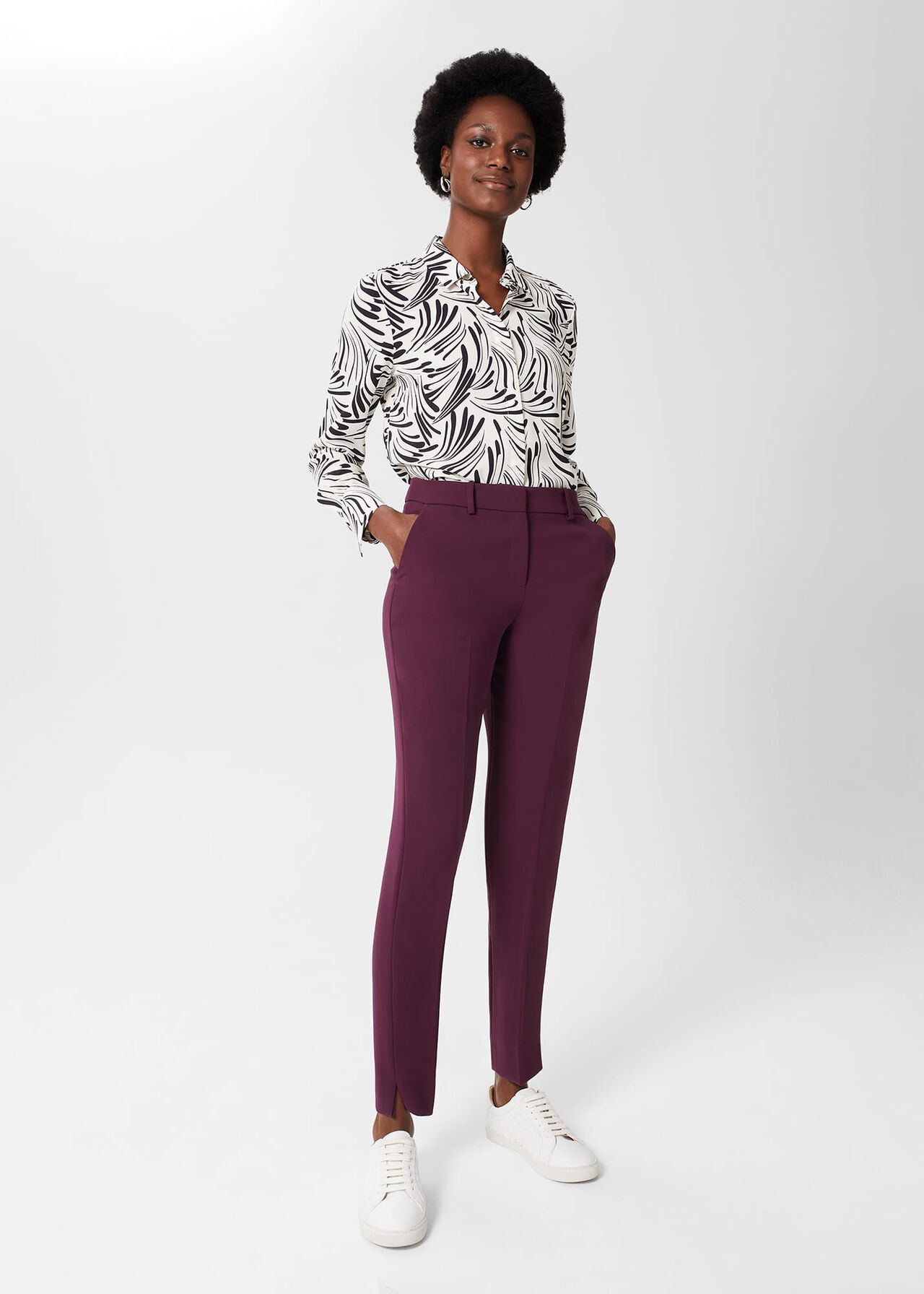 Adelia Tapered Trousers, Deep Plum, hi-res