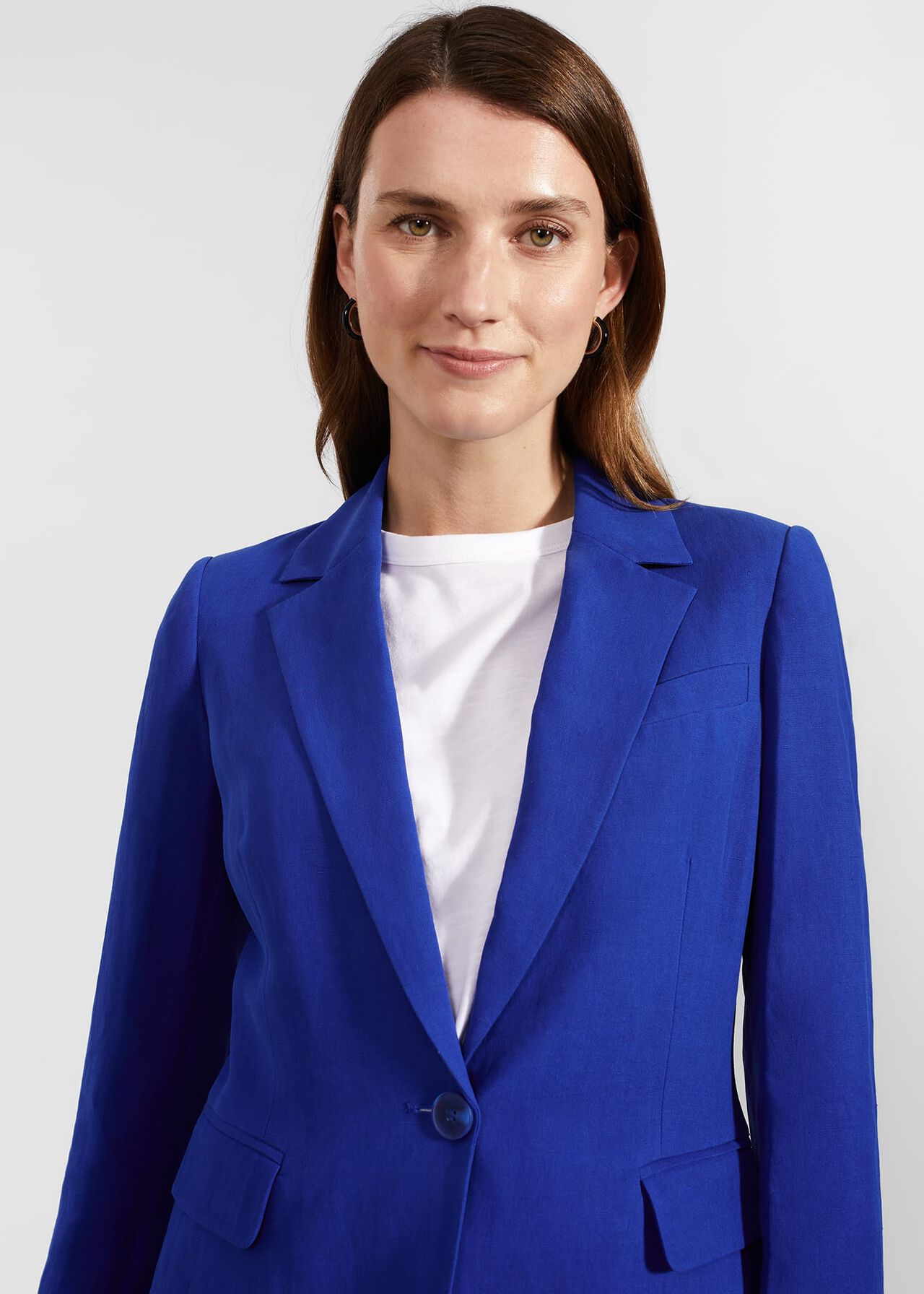 Fletcher Silk Linen Jacket, Lapis Blue, hi-res