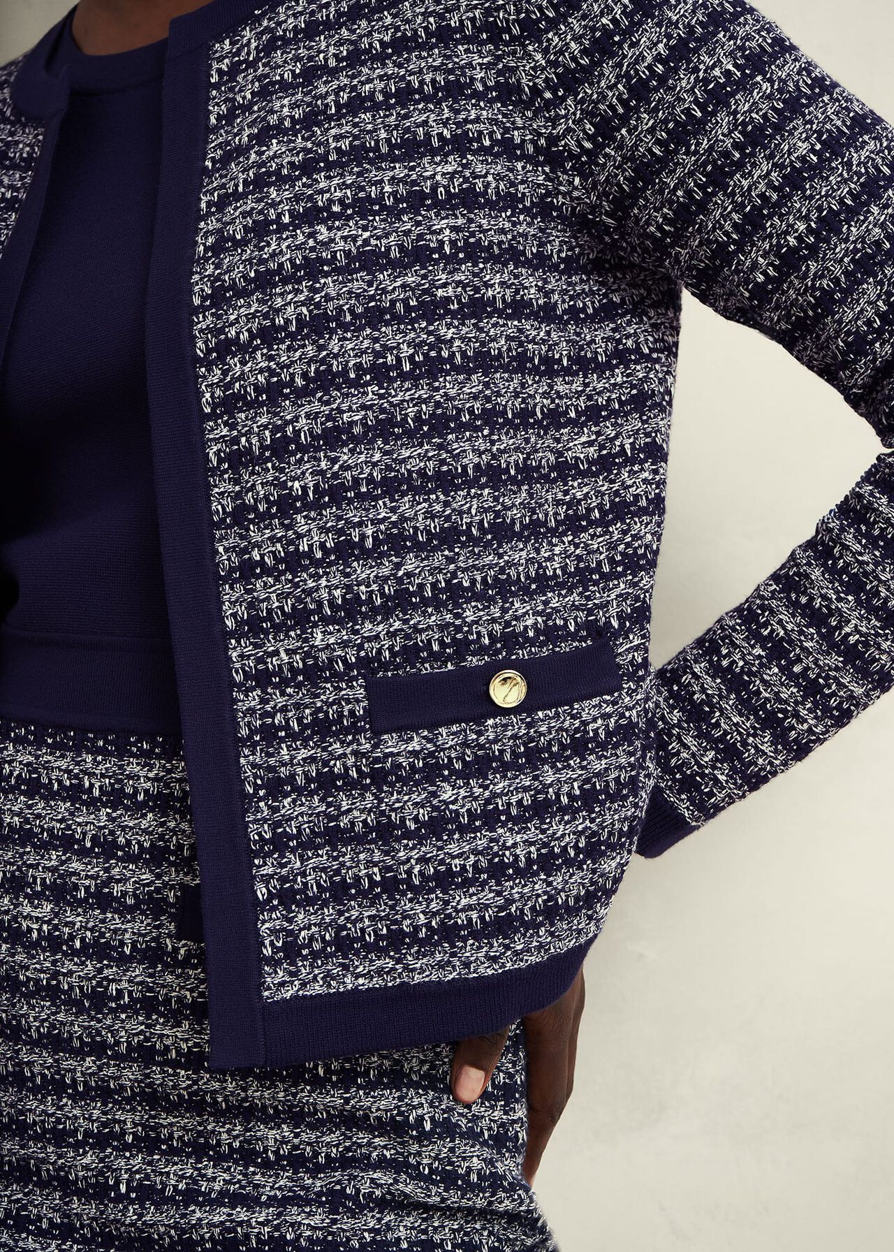 Audra Knitted Jacket, Midnight Ivory, hi-res