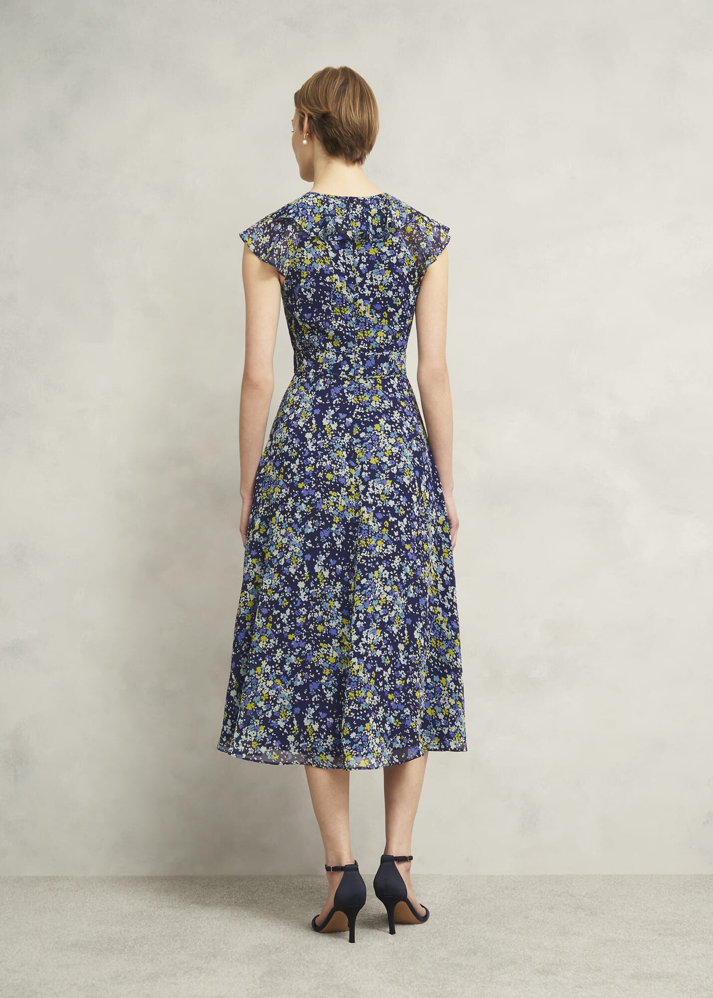 2426 Navy Blue Frill Collar Dress