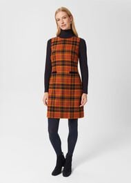 Ruthie Wool Dress, Orange Navy, hi-res