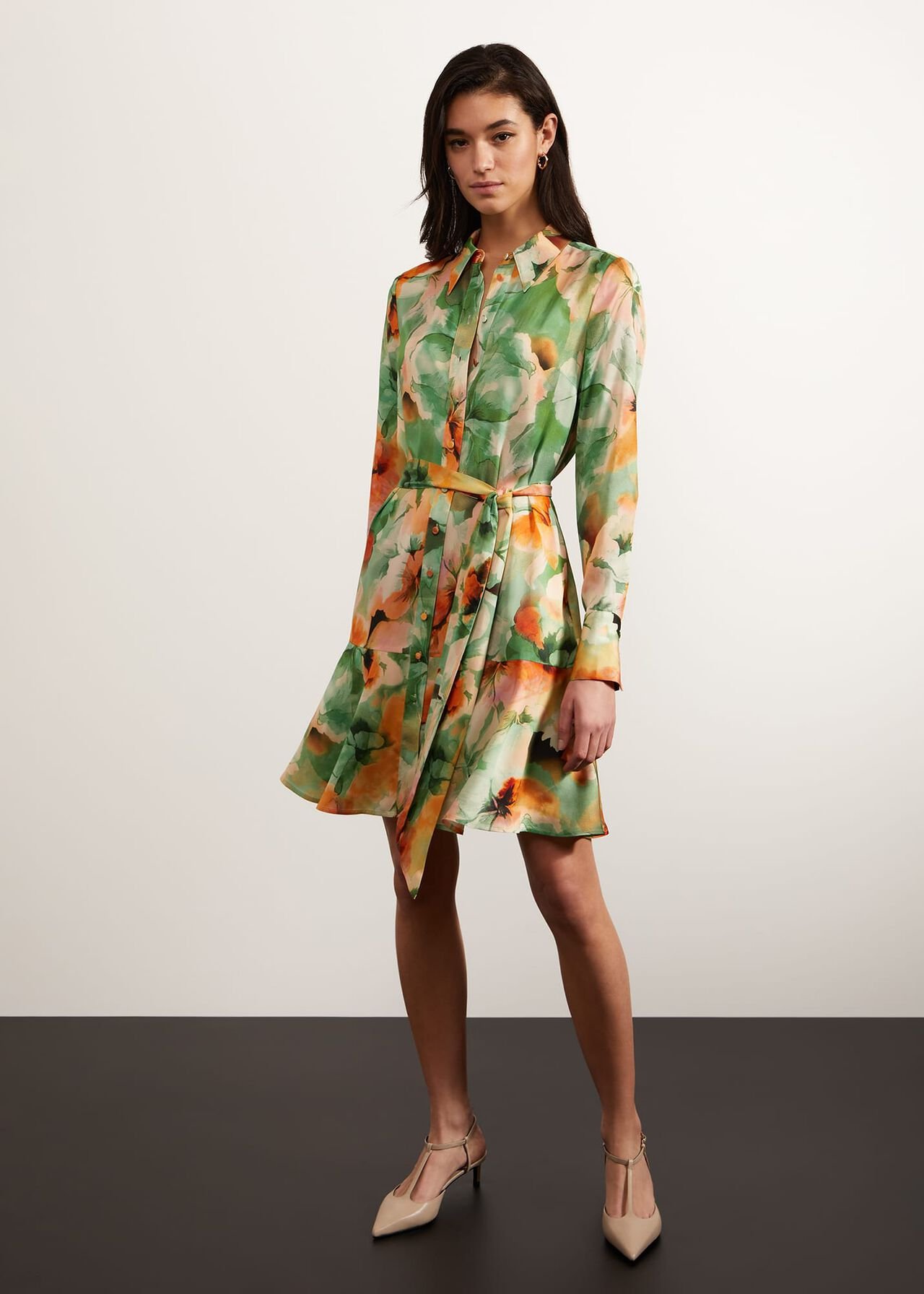 Ardleigh Shirt Dress, Green Orange, hi-res