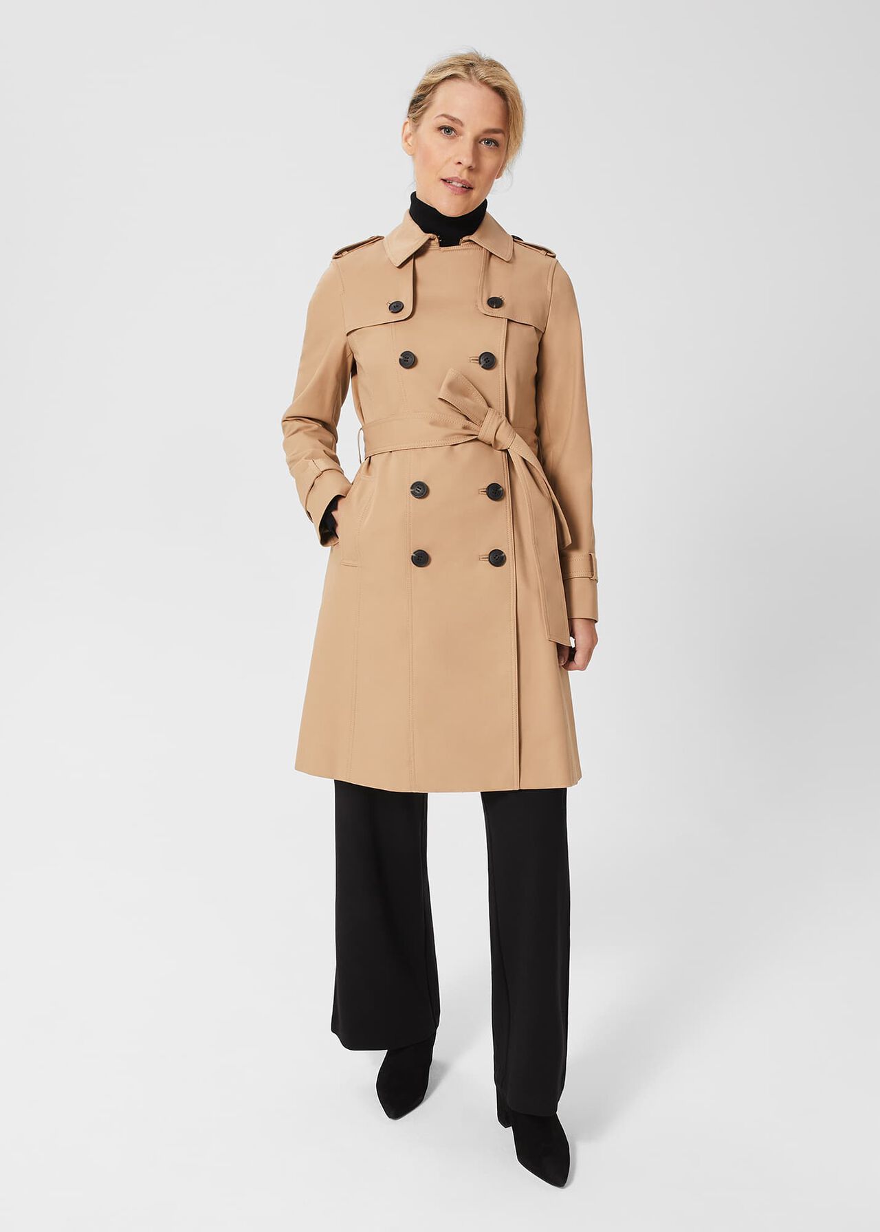 Petite Saskia Shower Resistant Trench Coat, Tan, hi-res