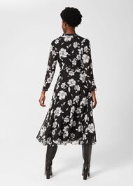 Orla Floral Jacquard Midi Dress, Black Ivory, hi-res