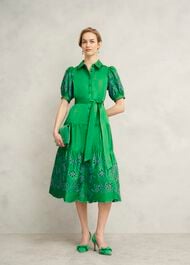 Rosette Broderie Dress, Cilantro Green, hi-res