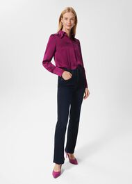 Eva Silk Fitted Shirt, Bright Plum, hi-res