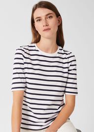 Eva Striped T-Shirt, White Dark Navy, hi-res