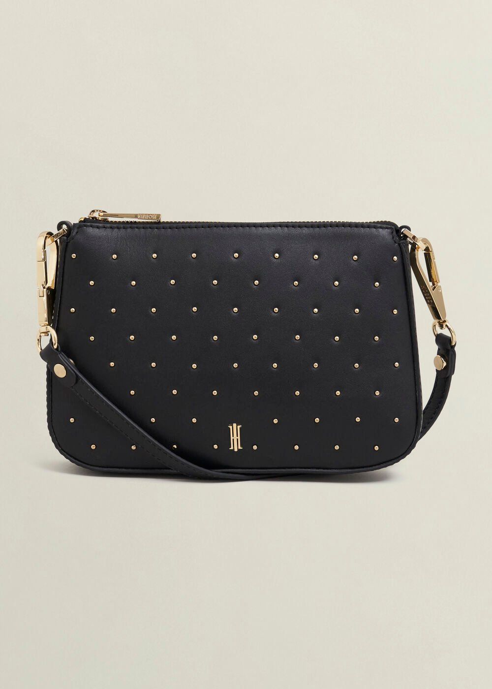 Briella Leather Stud Bag, Black, hi-res