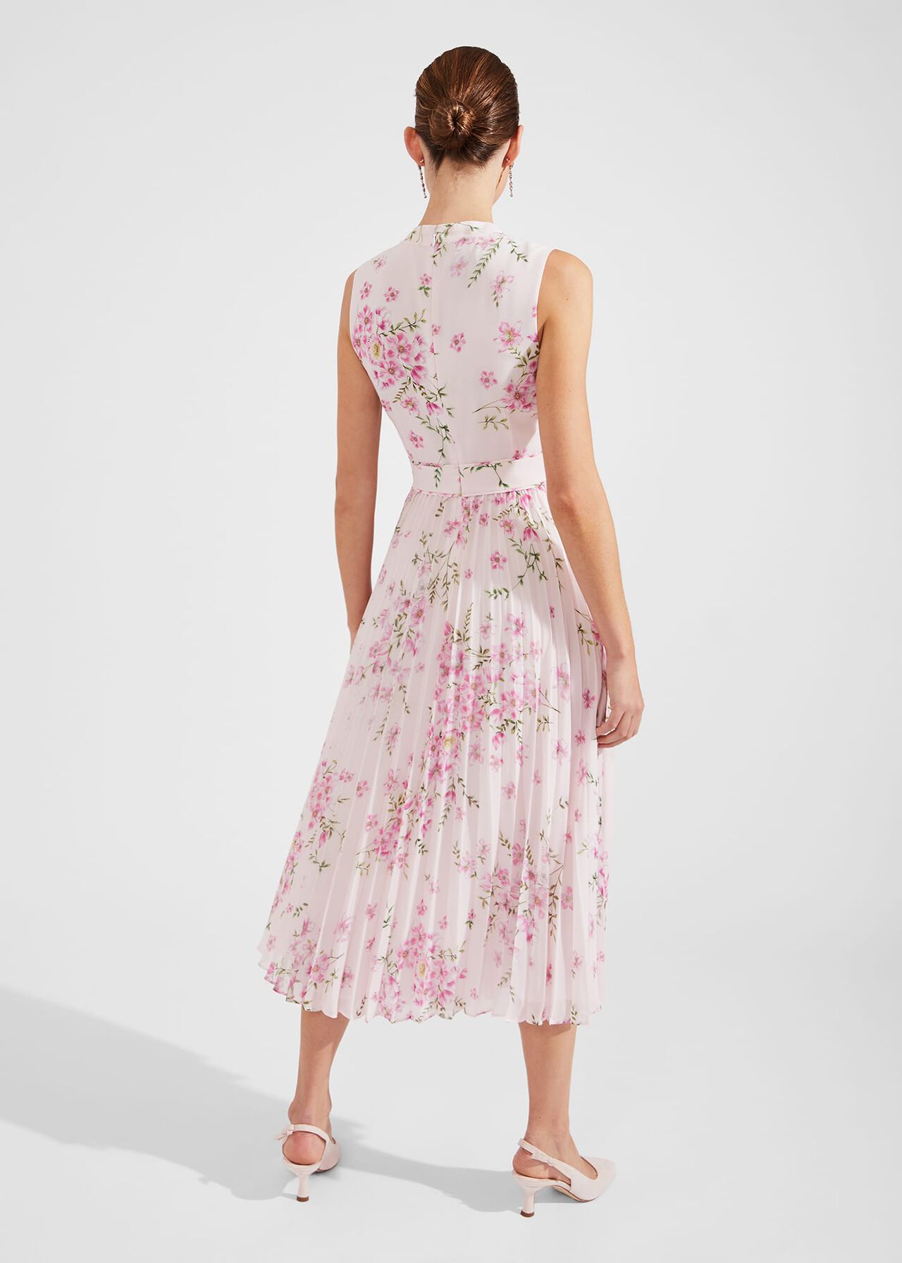 Petite Veronica Pleated Floral Dress, Pink Multi, hi-res