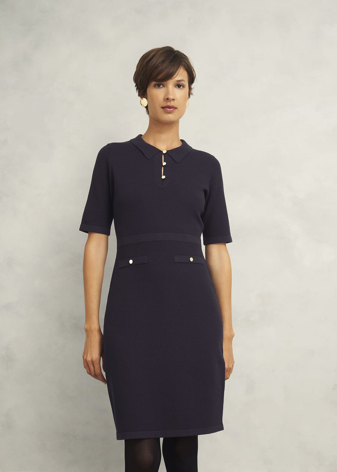 Niamh Knitted Dress, Hobbs Navy, hi-res