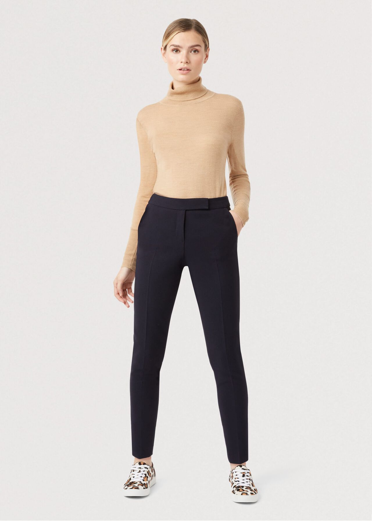 Petite Leila Slim trousers With Stretch, Navy, hi-res