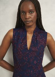 Petite Quin Embroidered Dress, Midnight Red, hi-res