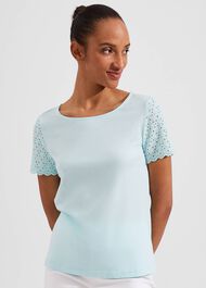 Jessie Broderie Top, Clearwater Blue, hi-res