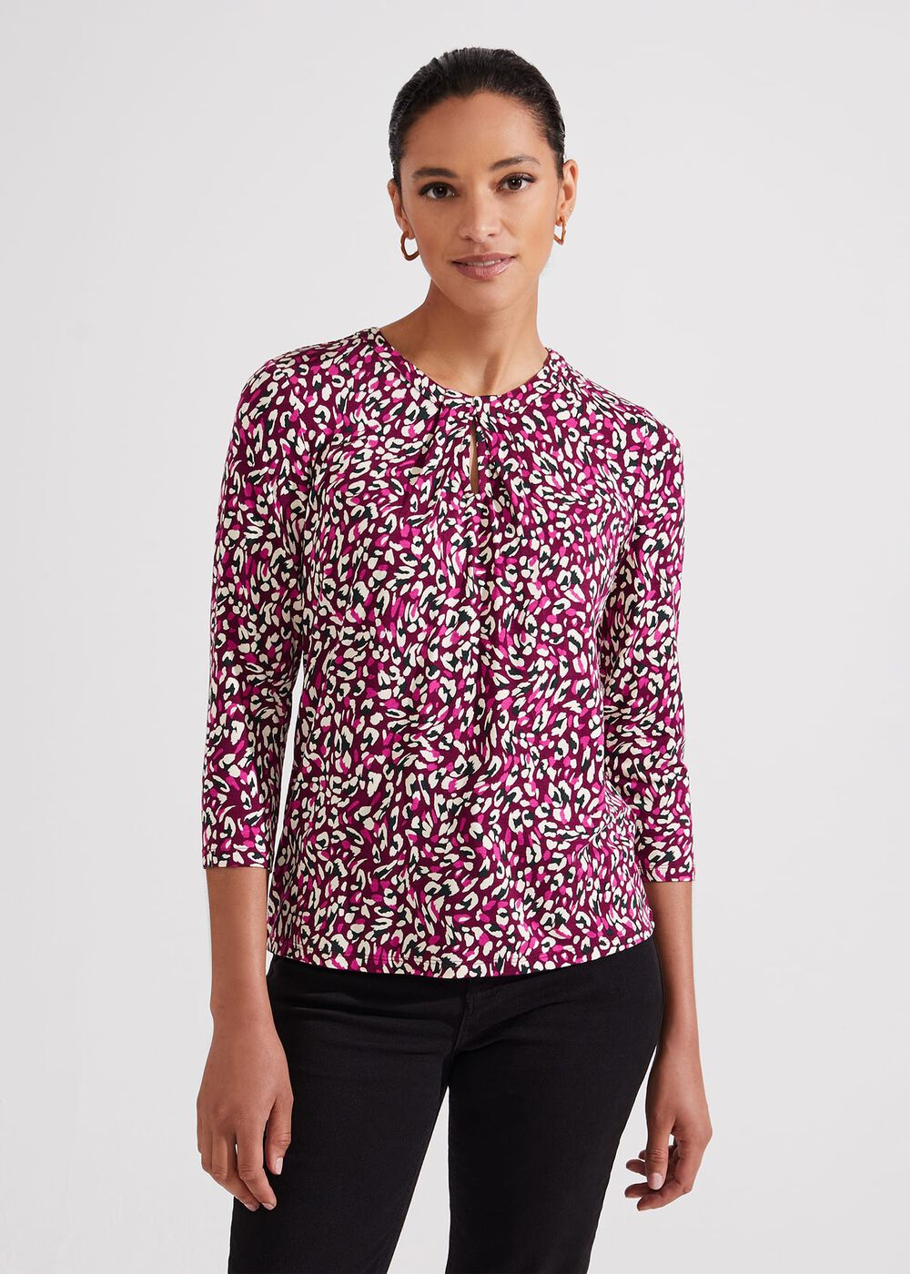 Julia Printed Top, Plum Pink Multi, hi-res