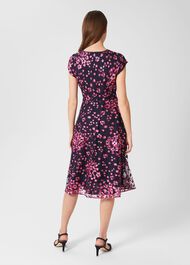Tia Floral Embroidered Dress, Navy Pink, hi-res