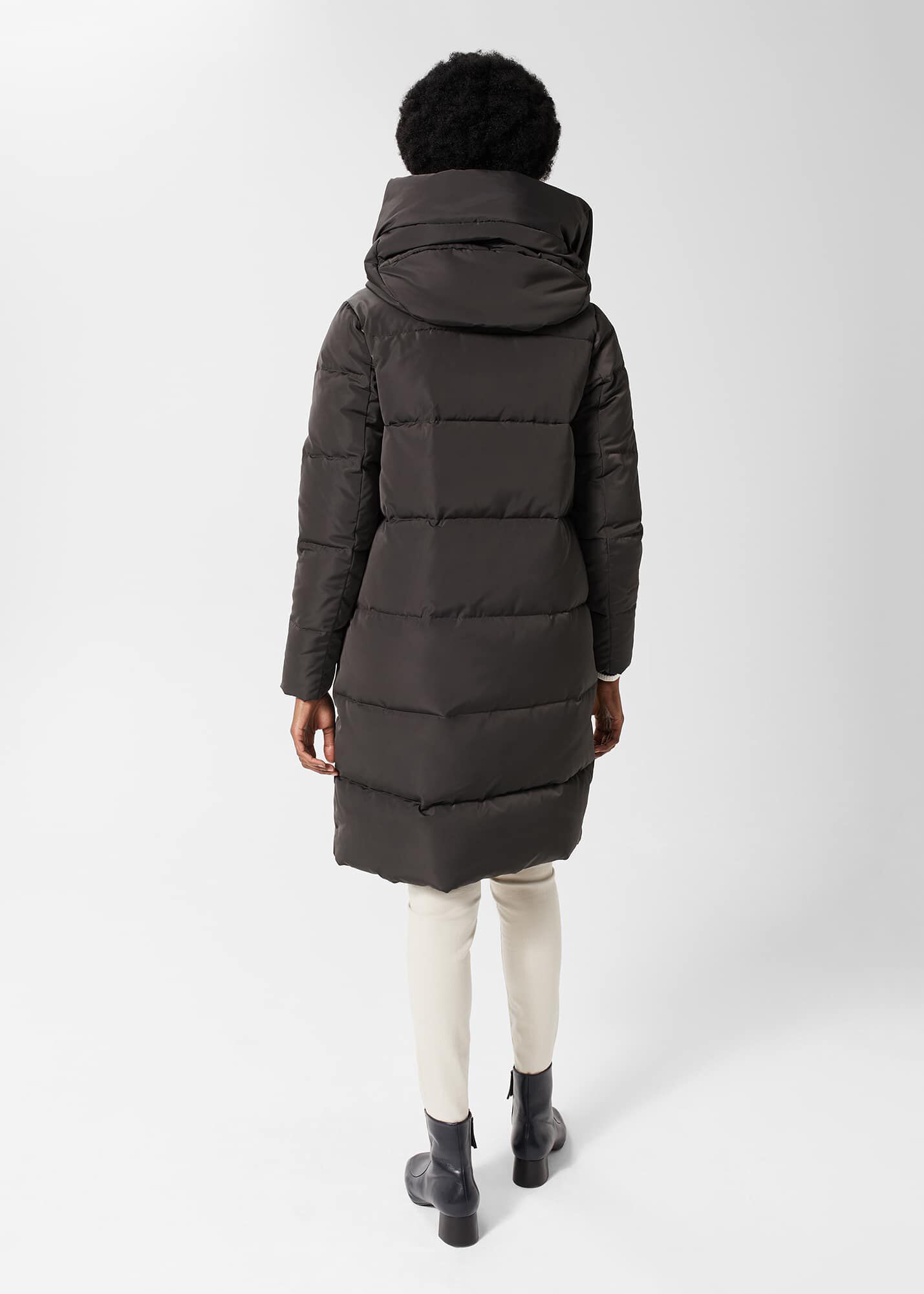 Heather hooded padded longline puffer jacket in black hot sale