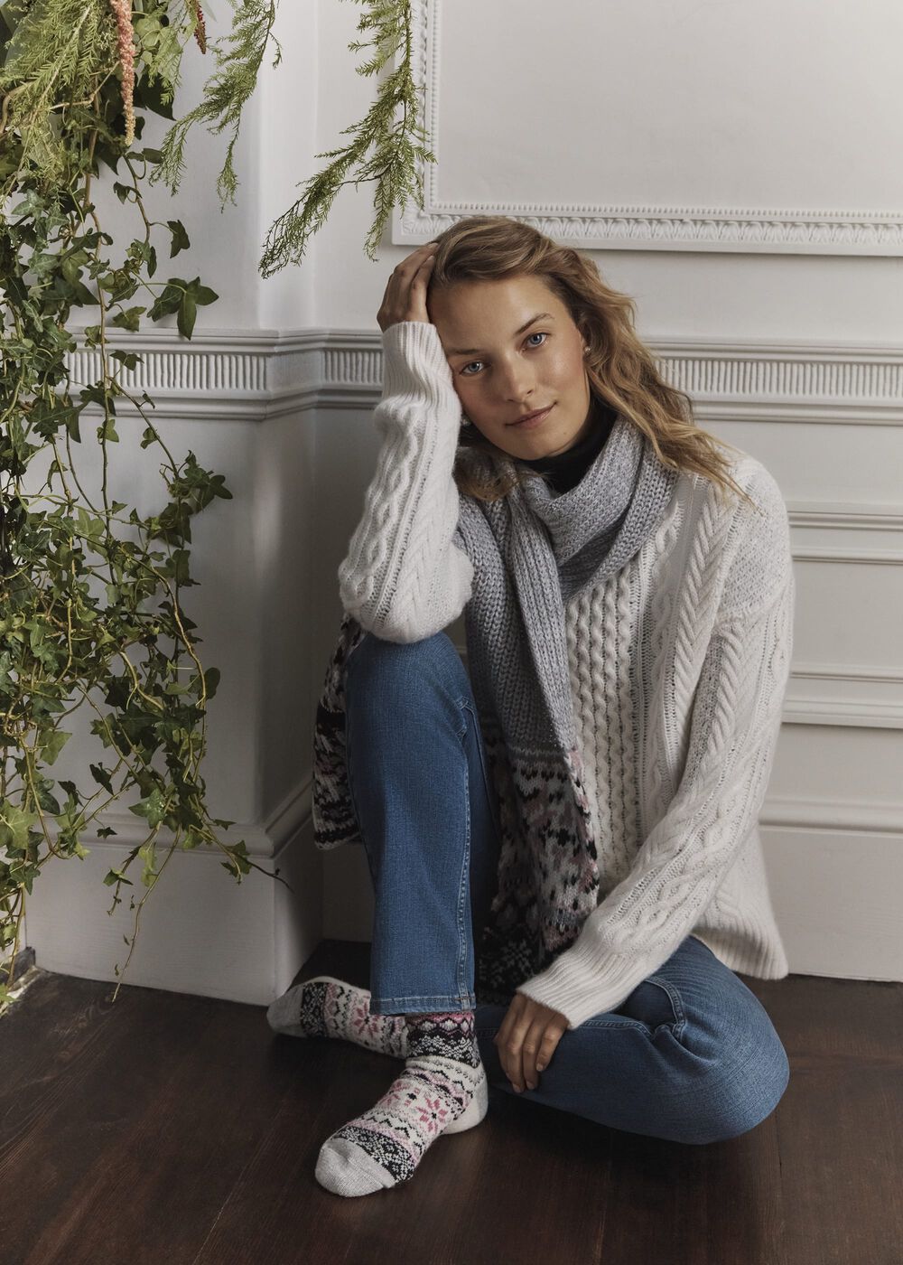 Deanna Fairisle Scarf, Grey Multi, hi-res