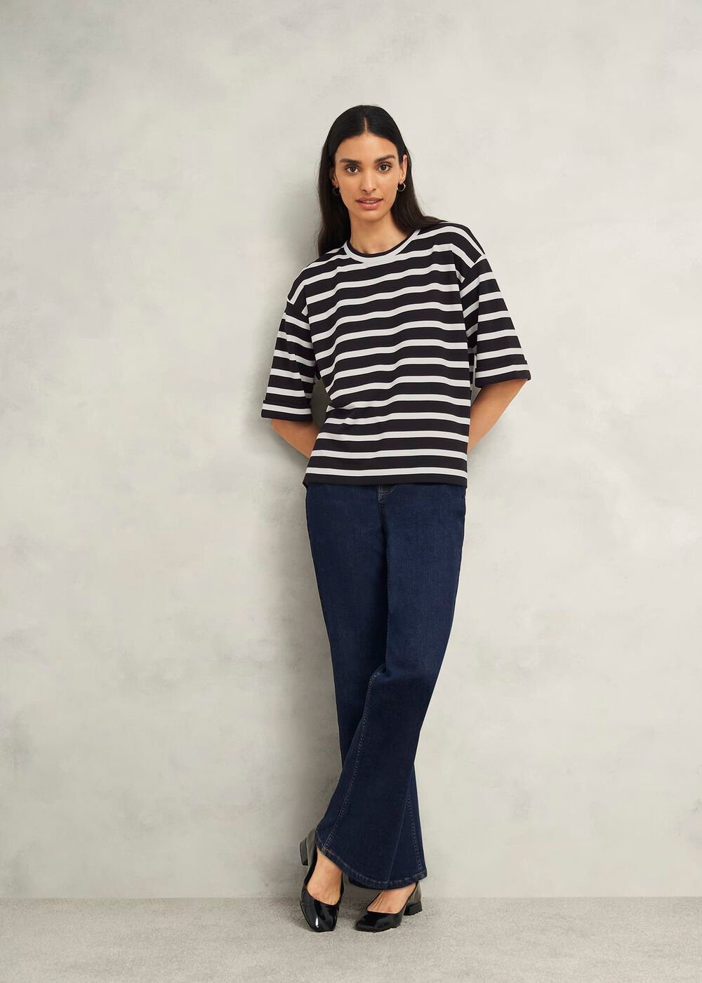 Holland Stripe T-Shirt, Black Ivory, hi-res