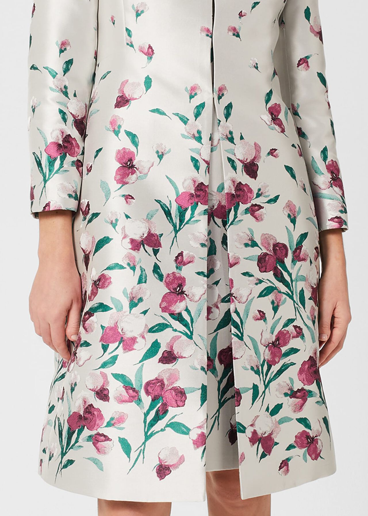 Gwen Floral Jacquard Coat, Oyster Multi, hi-res