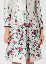 Gwen Floral Jacquard Coat, Oyster Multi, hi-res