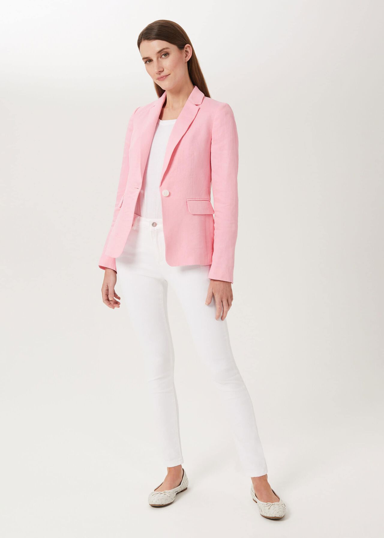 Trent Linen Jacket, Pink, hi-res