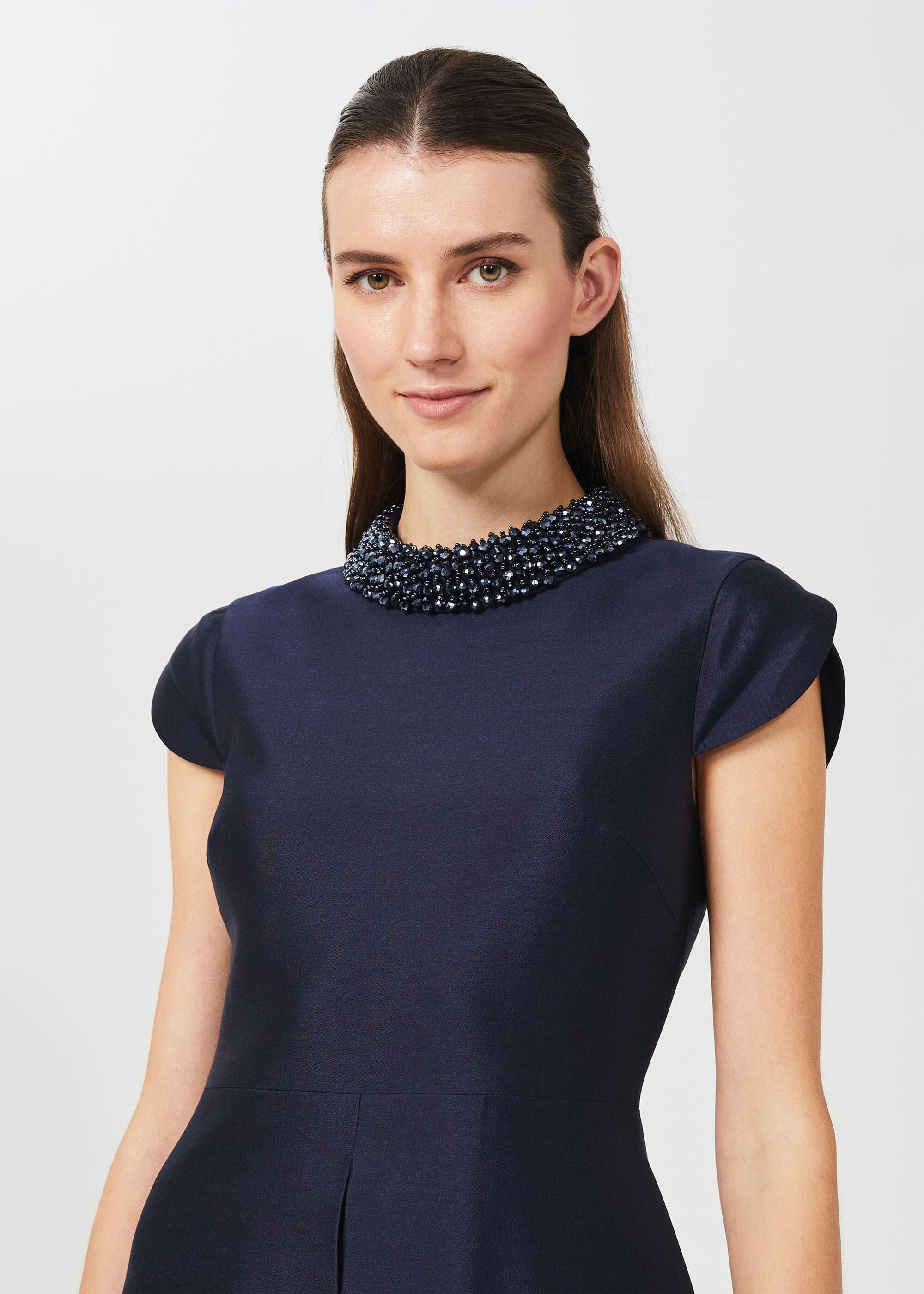 Christie Silk Wool Beaded Dress | Hobbs