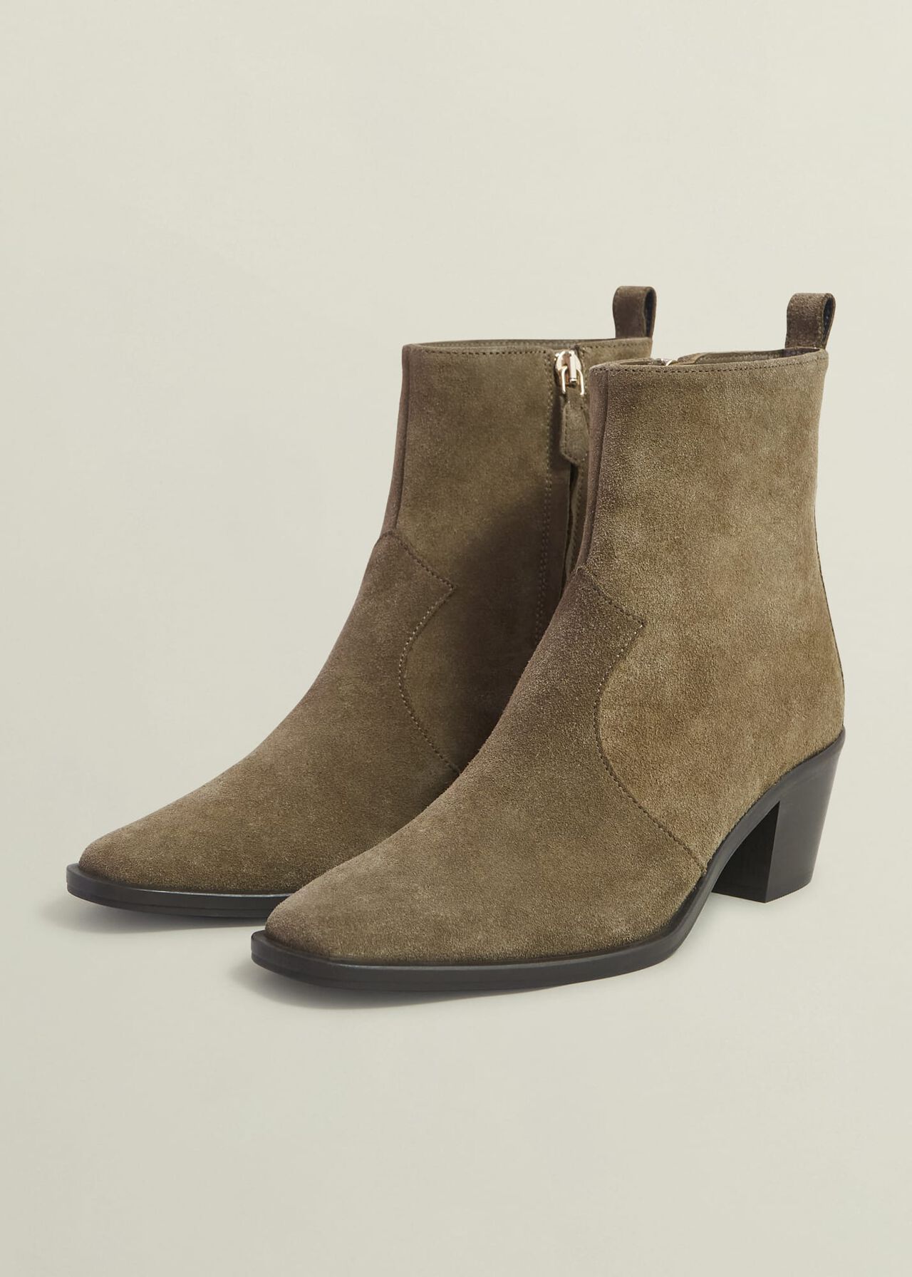Frankie Suede Western Boots, Dark Tan, hi-res