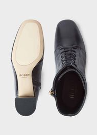 Imogen Leather Lace Up Ankle Boots, Black, hi-res