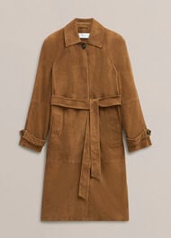 Oakley Suede Trench Coat, Tan, hi-res