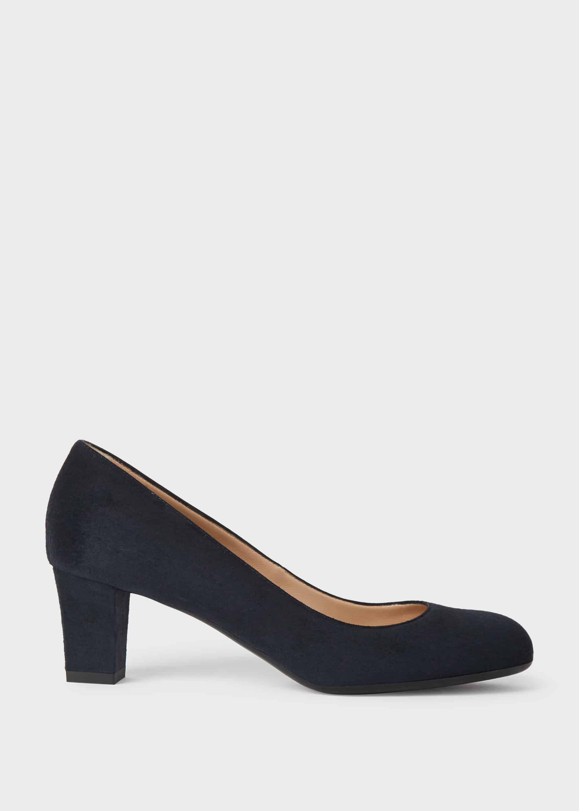 Amber Suede Block Heel Court Shoes | Hobbs