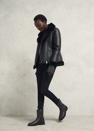 Effie Leather Biker Boots, Black, hi-res