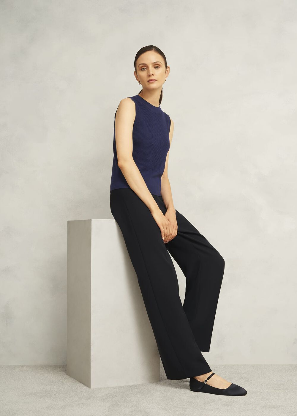 Yasmin Knitted Tank Top, True Navy, hi-res